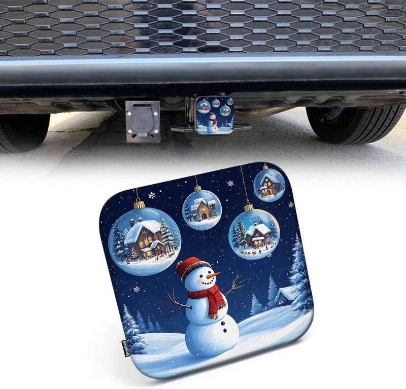 Beabes Snowman Hitch Covers 2 Inch Cute Snowman Christmas House Forest Trailer Hitch Cover Tube Plug Insert, Car Exterior Accessories, Receiver Tube Hitch Cover for Trucks - Image 1